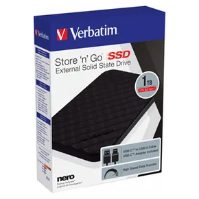SSD Verbatim 2.5", USB 3.2 Gen 1, 1000GB, GB, 1TB, Store N Go, 53230, USB-A/Micro-B, obsa